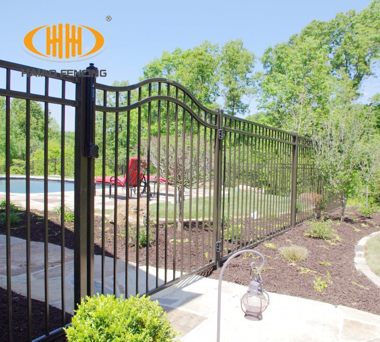 Heavy duty security galvanized and powder coated 6ft x 8ft flat top corten metal picket steel fence panels