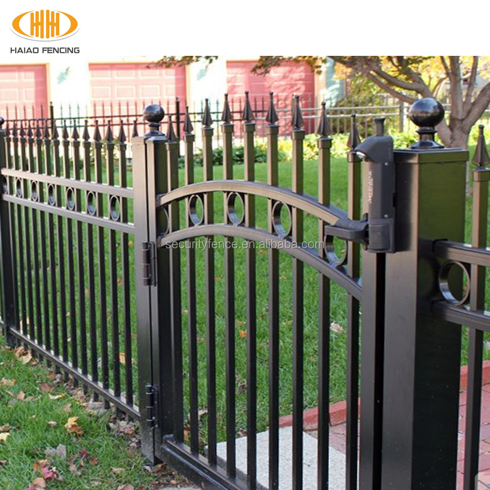 2020 new arrival powder coating security picket top steel fence with gate