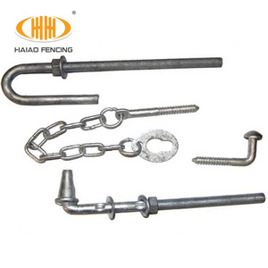 Farm gate hardware, latch and staple, hinge lugs and gate gudgeon