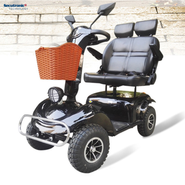 All Weather Waterproof Fast 4 Wheel Double Seat Closed Dual Seat Cabin Electric Mobility Scooter With Canopy Covered