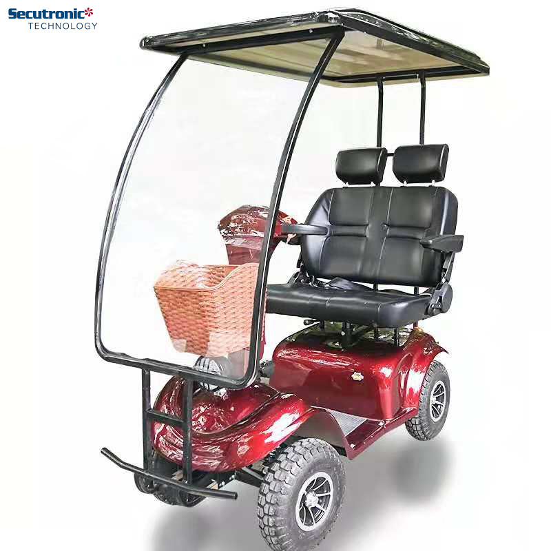 All Weather Waterproof Fast 4 Wheel Double Seat Closed Dual Seat Cabin Electric Mobility Scooter With Canopy Covered