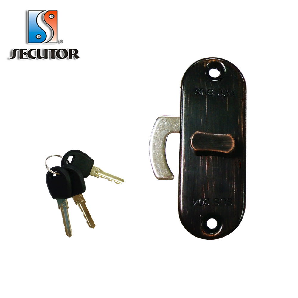 304 Stainless Steel Sliding Door Hook Keyed Lock