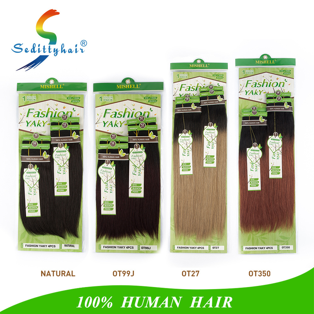 Sedittyhair MISHELL FASHION YAKY 4PCS virgin human hair kinky Yaki indian virgin remy hair made in China one pack solution