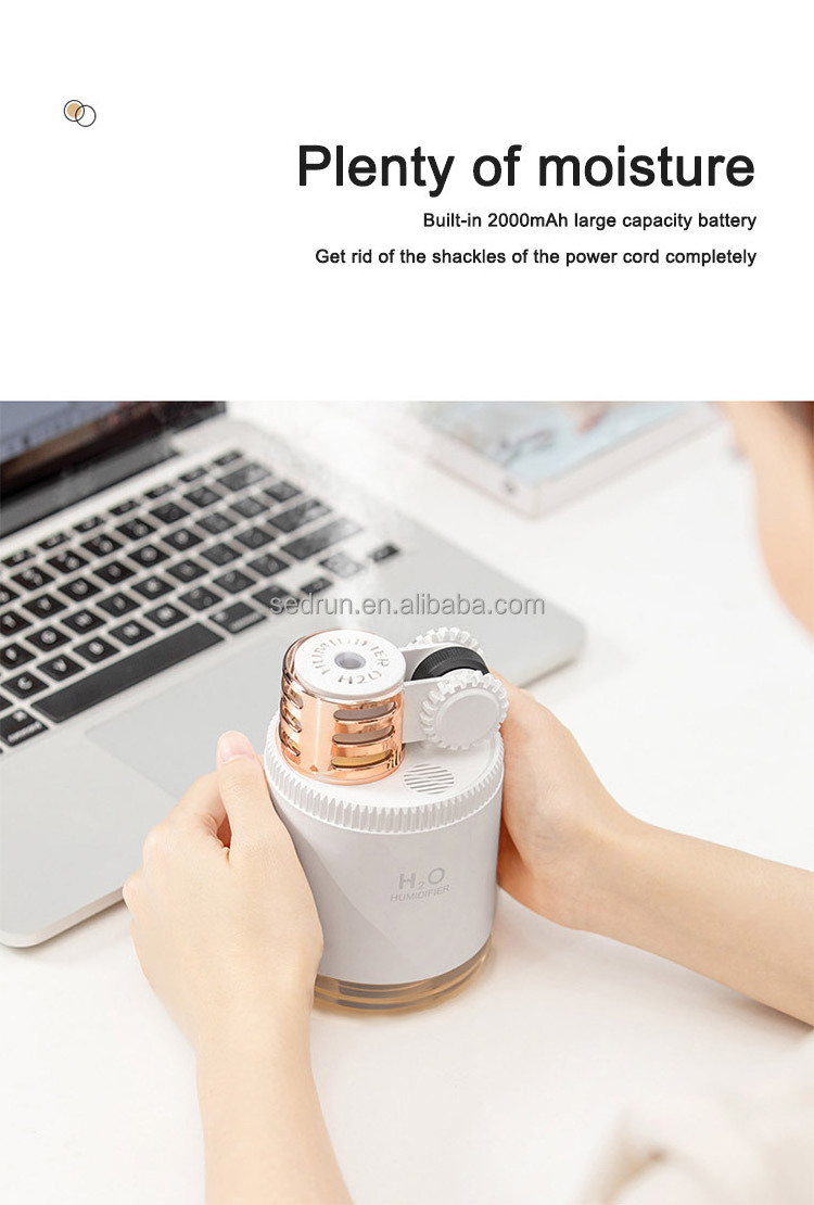 Nebulizer Diffuser H2o Cool Mist Portable Rechargeable Wireless Humidifier with Led Moon Lamp