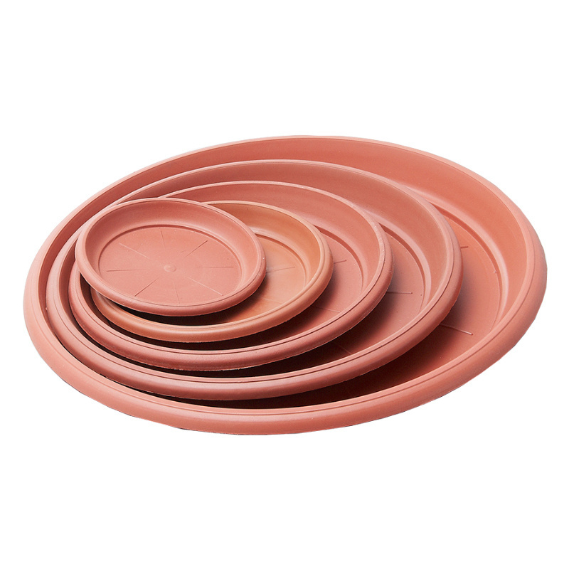 Wholesales 12inch Brown Plastic Flower Pot PP Planter Saucer Round Trays with Wheel for gardening