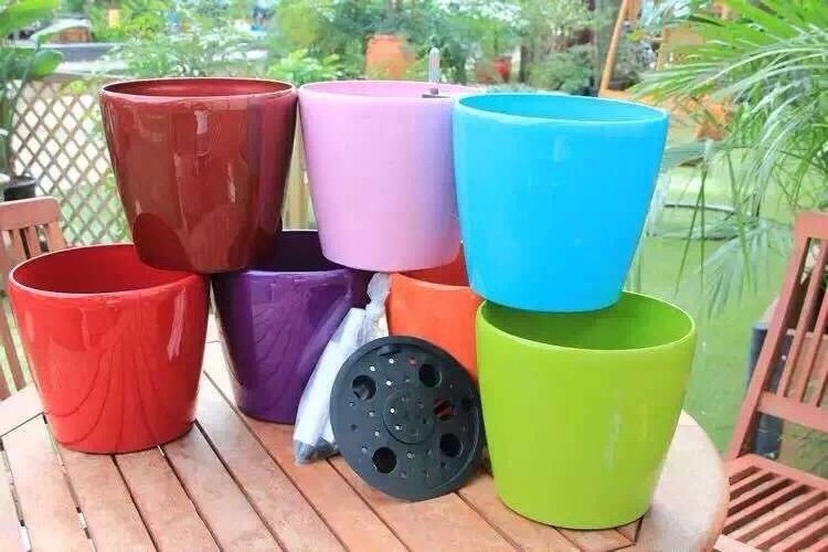 Leizisure china supplier outdoor 15 50 gallon wholesale black green plastic flower pot nursery pots garden planter