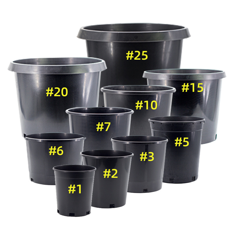 Low Price Promotion Durable 1 Gallon Black Plastic Planter Plant Flower Seedling Nursery Pots