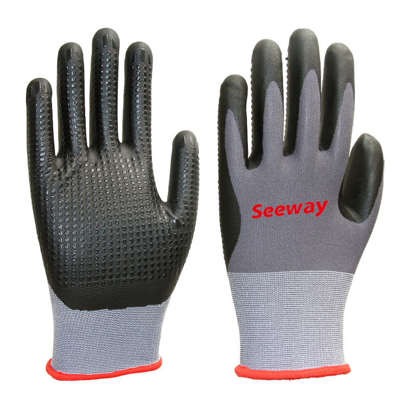 Seeway Foam Nitrile Coated Palm Grip Gloves Oil Resistant Gloves