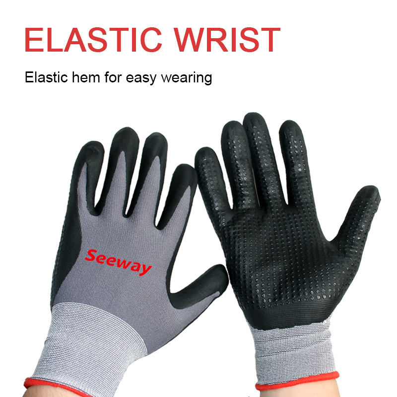 Seeway Foam Nitrile Coated Palm Grip Gloves Oil Resistant Gloves