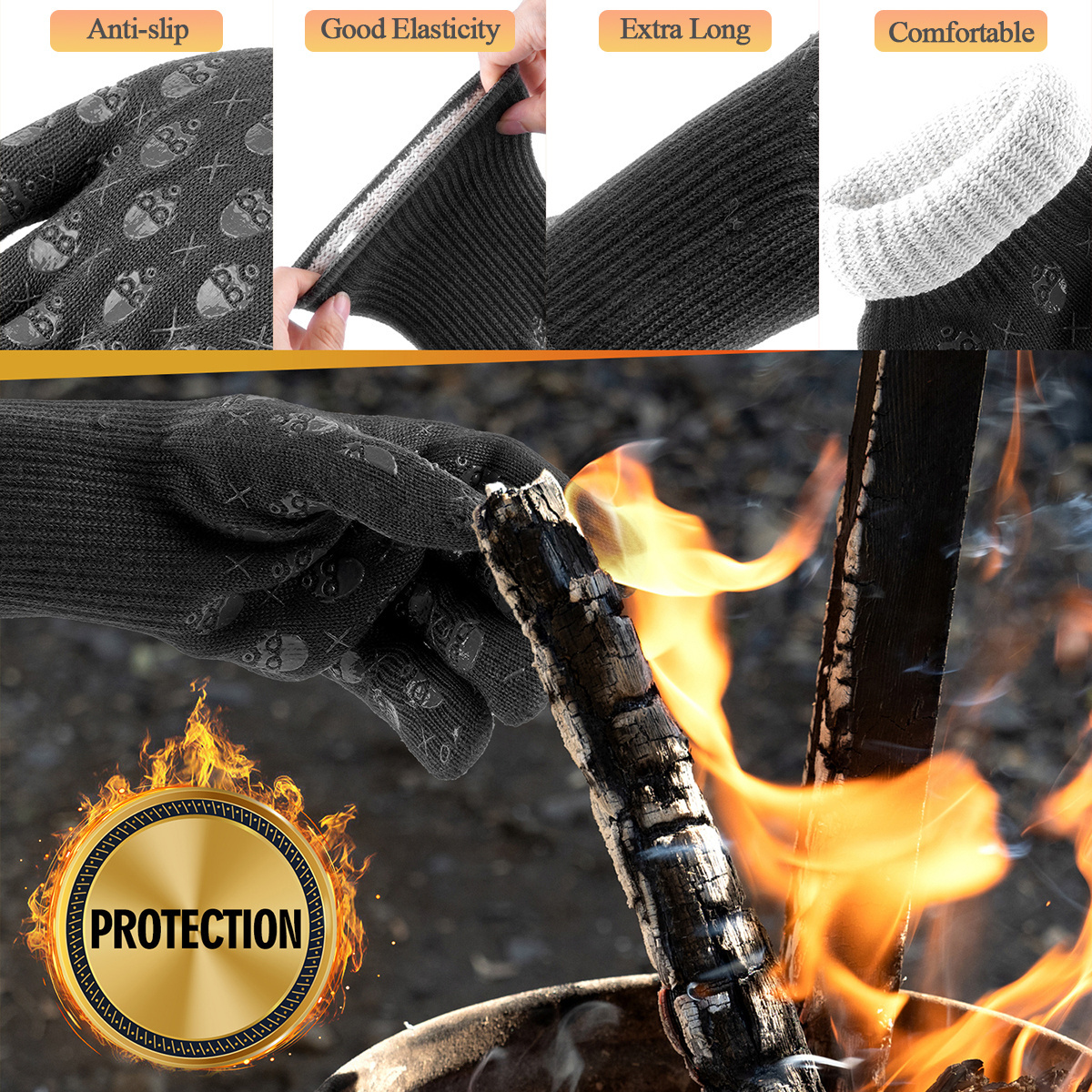 Seeway 800C Heat Resistant BBQ Gloves Resist 1472F Custom Bakery Oven Gloves