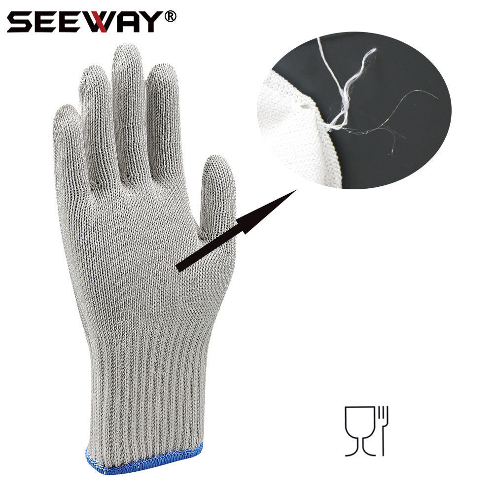 Seeway Stainless Steel Wire Mesh Gloves TDM Cut Level F Glove For Butcher Meat Processing