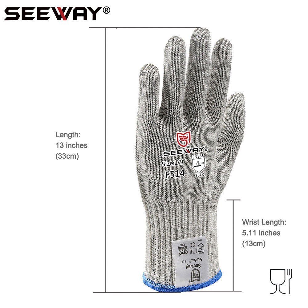 Seeway Stainless Steel Wire Mesh Gloves TDM Cut Level F Glove For Butcher Meat Processing