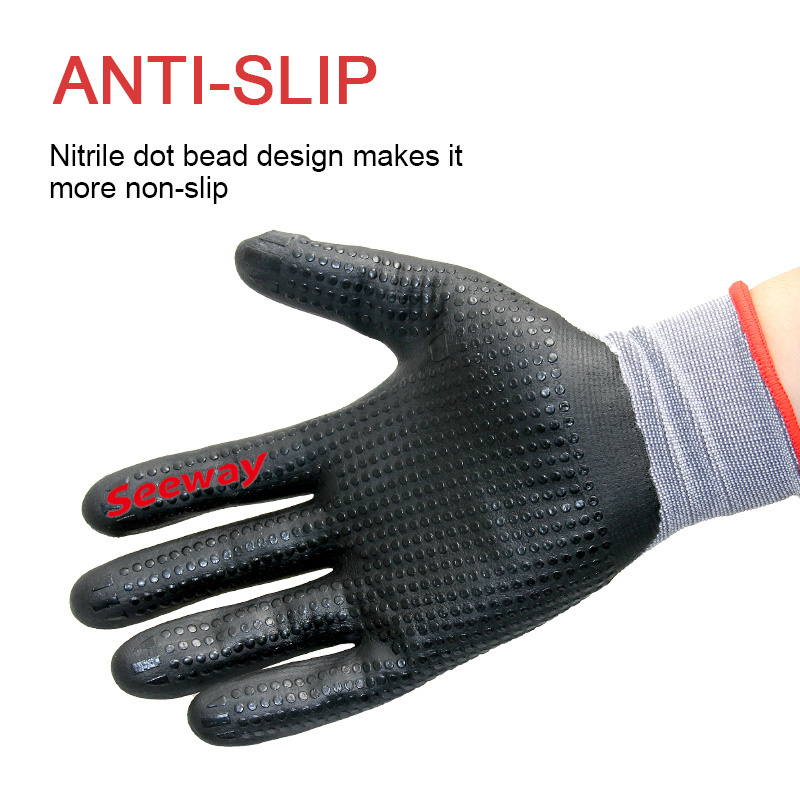 Seeway Foam Nitrile Coated Palm Grip Gloves Oil Resistant Gloves