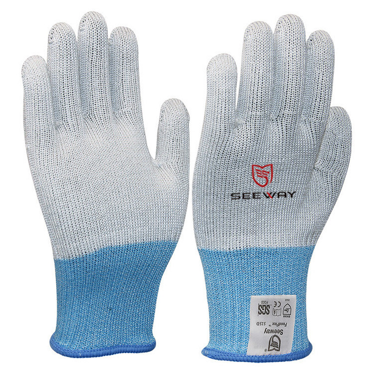 Seeway HPPE with stainless steel Food Grade anti cut Level F Butchers Gloves