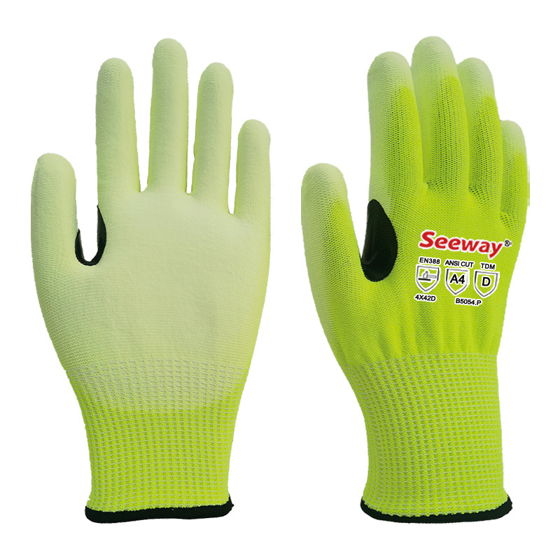 Seeway Palm Dipped ANSI A5 Cut Resistance Glove A3 A4 Work Gloves Custom OEM ODM Supported