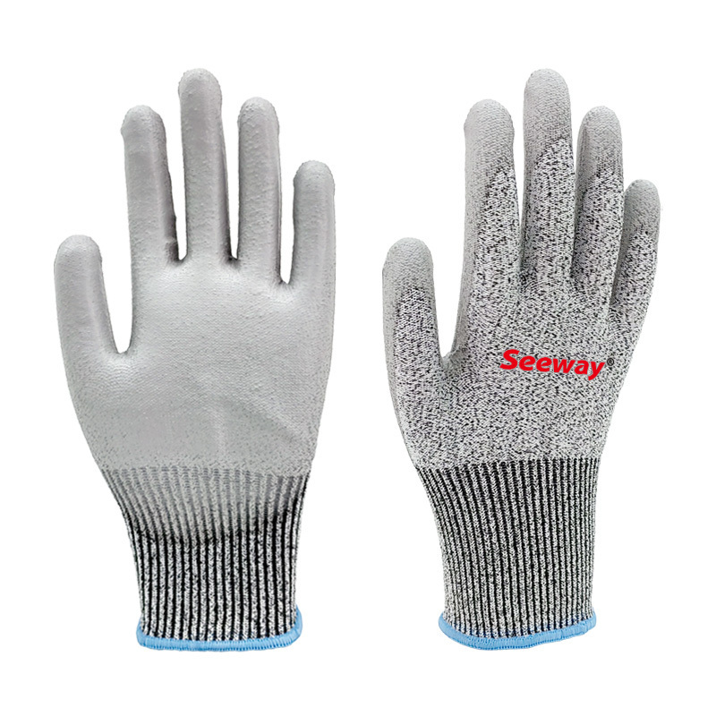 Seeway Palm Dipped ANSI A5 Cut Resistance Glove A3 A4 Work Gloves Custom OEM ODM Supported