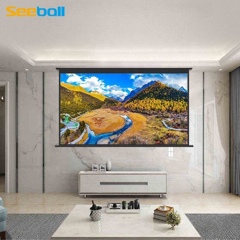 Seeball 84/100/120/150 inch motorized screen RF remote control Electric projection screen Projector screen factory