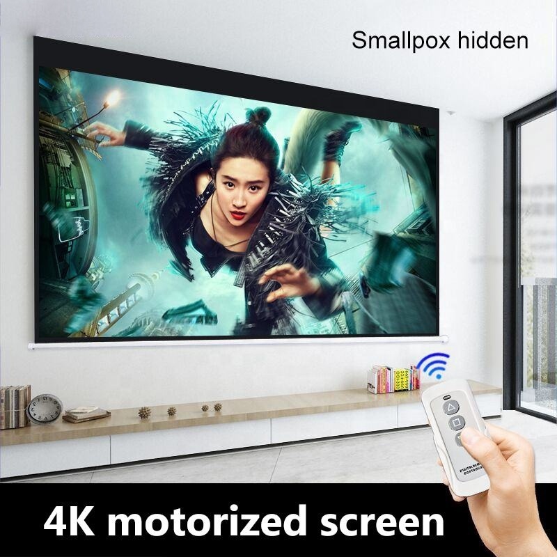 Seeball 84/100/120/150 inch motorized screen RF remote control Electric projection screen Projector screen factory