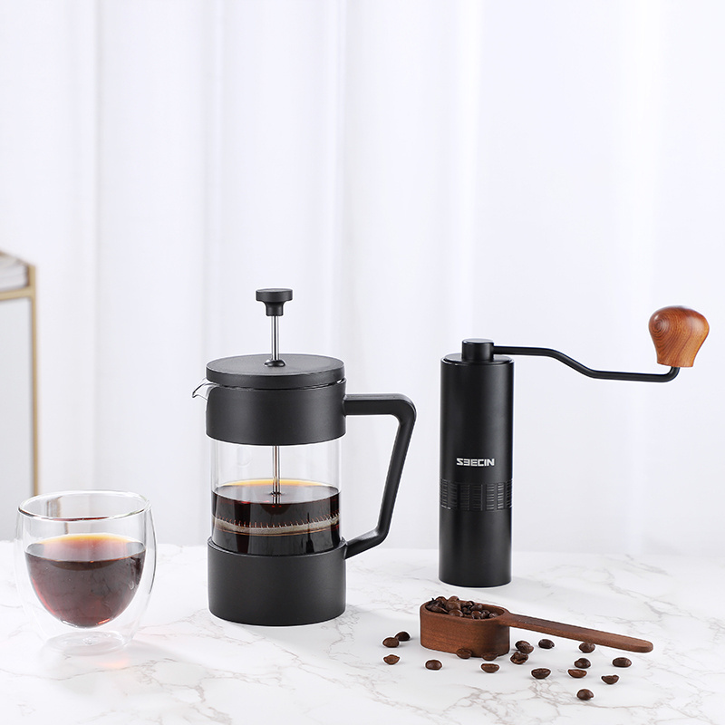 Black French Coffee Press Steel High Borosilicate Glass 304 Stainless Steel French Press Coffee Maker