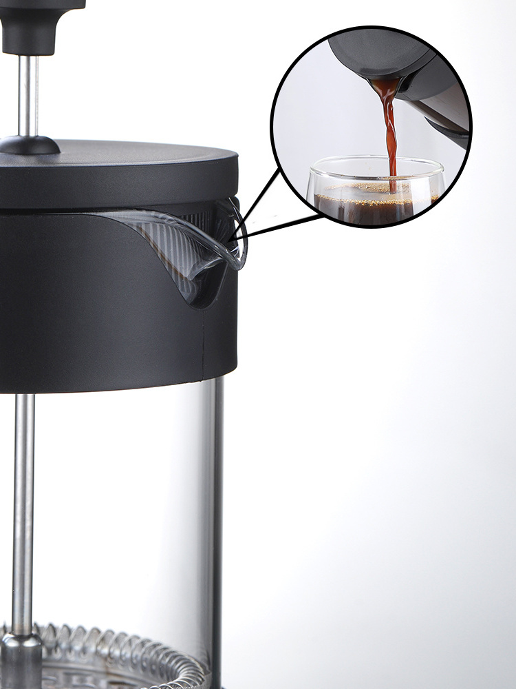 Black French Coffee Press Steel High Borosilicate Glass 304 Stainless Steel French Press Coffee Maker