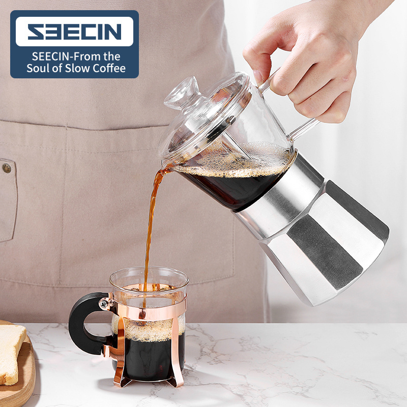 3 Cup Aluminum Italy Business Customize Body Metal Tools Box Logo Time Sets Tea Moka Cafetera Espresso Coffee Maker Pot