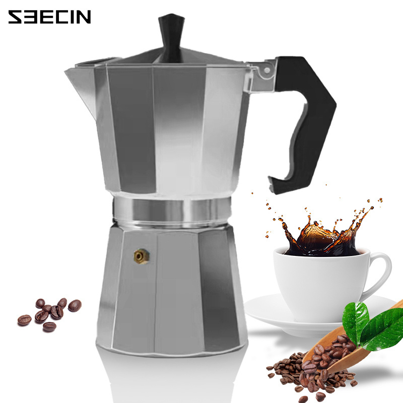 3/Best Selling 6 Cups Aluminum Italian Espresso Coffee Moka Pot Portable Silver Mini Coffee Espresso Coffee Maker Moka Pot