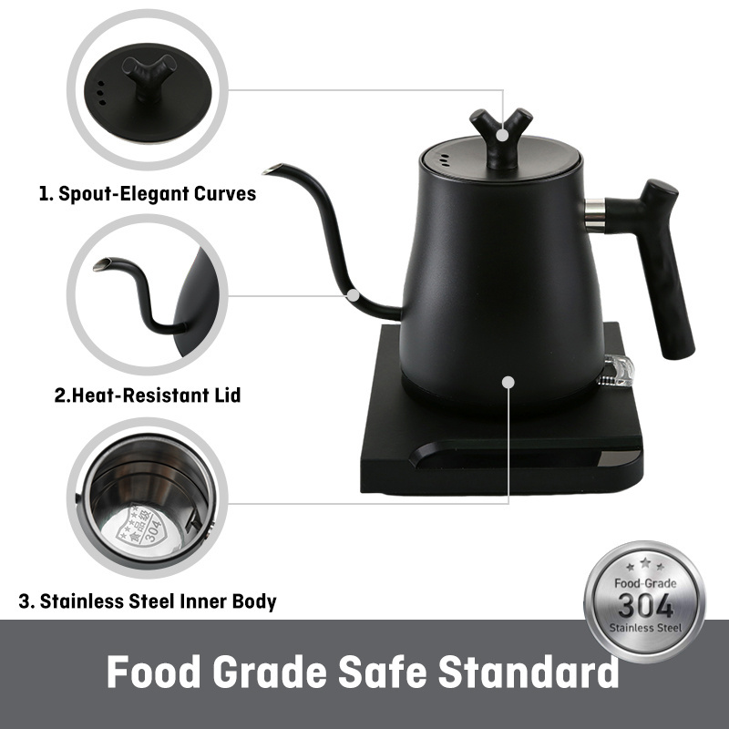 SEECIN 1000ml Custom Stainless Steel Electric Variable Temperature Setting Gooseneck Kettle Pour Over Coffee Kettle