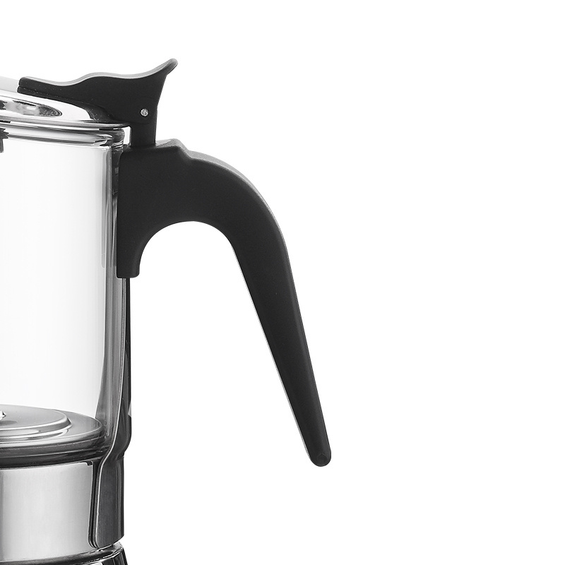 New Design High Borosilicate Glass Double Valve Stainless Steel Moka Pot Glass Coffee Moka Pot Espresso