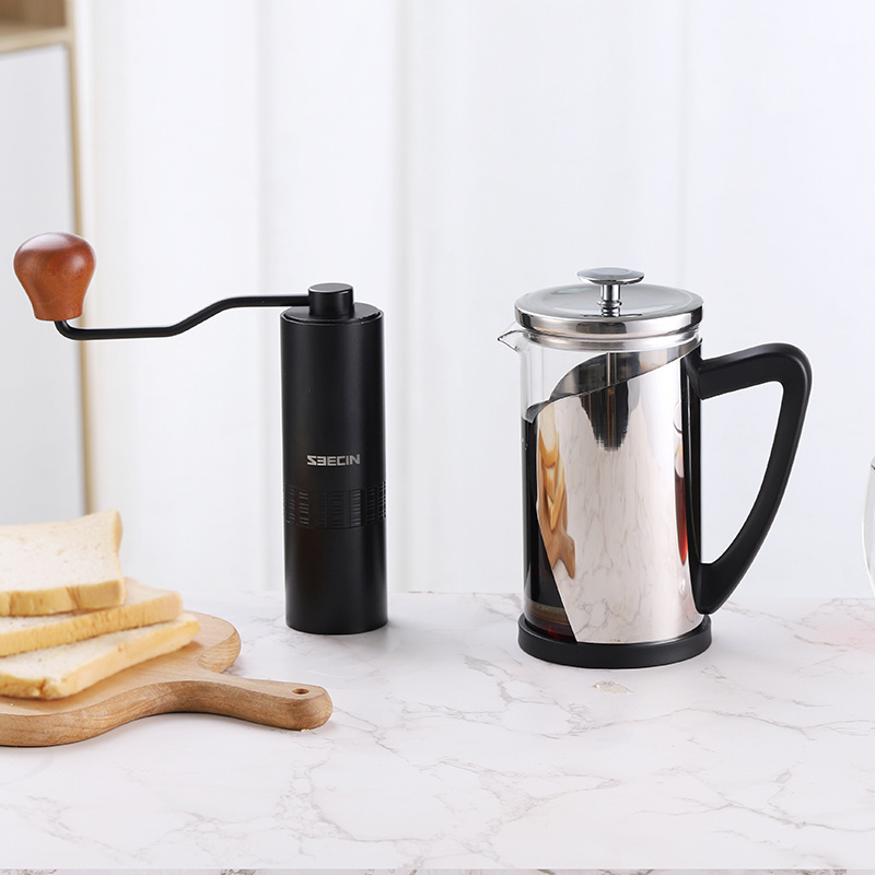 2021 Food Grade  Coffee French Press High Borosilicate Glass Travel French Press Mug 304 Stainless Steel  Coffee Maker