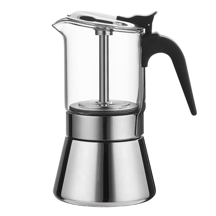 Italian custom commercial 4/6 cups espresso glass top coffee maker filter stainless steel moka pot