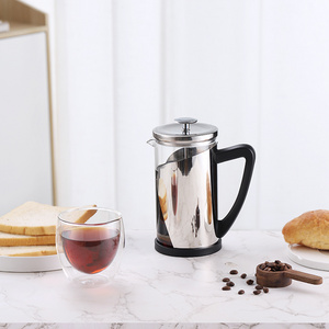 2021 Food Grade  Coffee French Press High Borosilicate Glass Travel French Press Mug 304 Stainless Steel  Coffee Maker