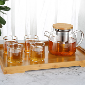 Water Set Food Grade Mixing Design Glassware Pitcher Set with Lid Juice Glasses Drinkware Set Glass Tea Pot