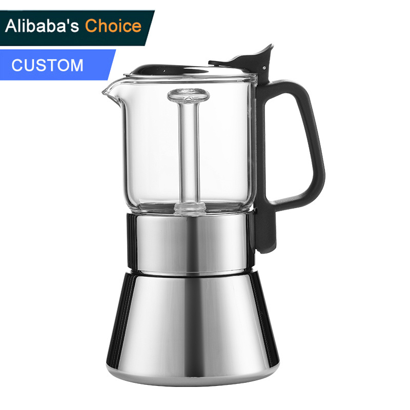 New Design Moka Pot Coffee Maker High Borosilicate Glass 4/6/9 Cup Coffee Pot Health Moka Pot