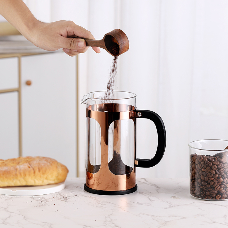 Hot Selling 1000ml Eco-friendly Stainless Steel Plating Rose Gold Luxury Style French Press Coffee Maker