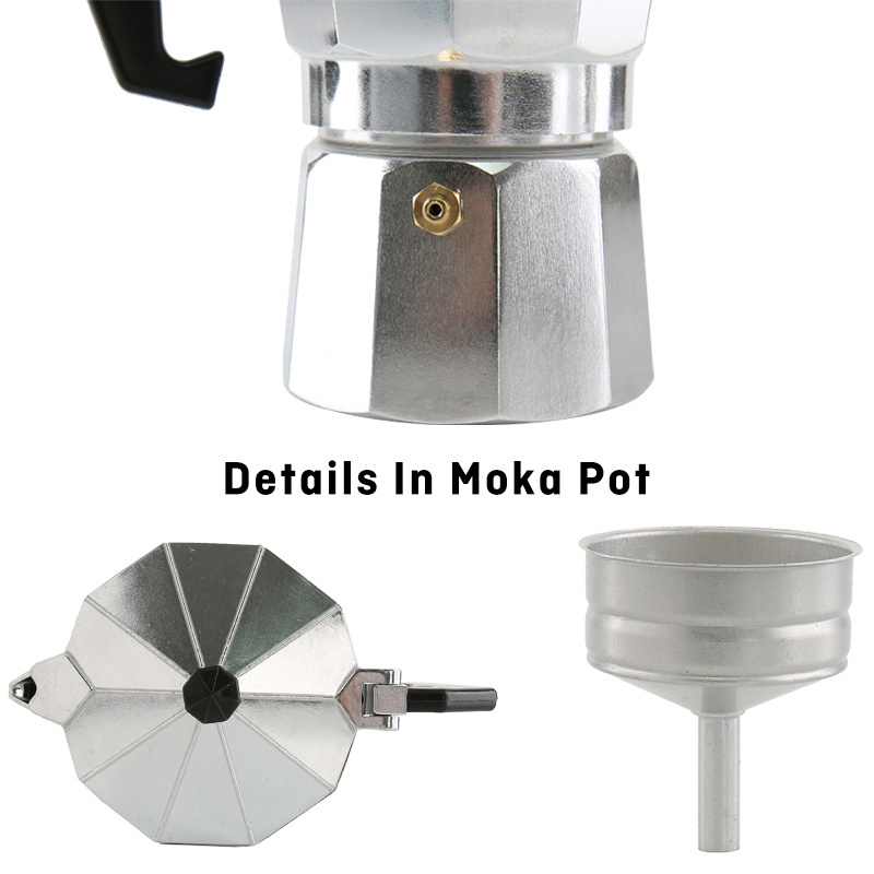 Fast Shipping 3 Days Caffettiera Moka Induction Italian Aluminum Silver Mocha Espresso Portable Coffee Maker Moka Pot