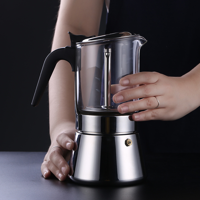 New Design Stainless Steel Aluminum Coffee Moka Pot Small 3 6 9 Cups Coffee Moka Pot