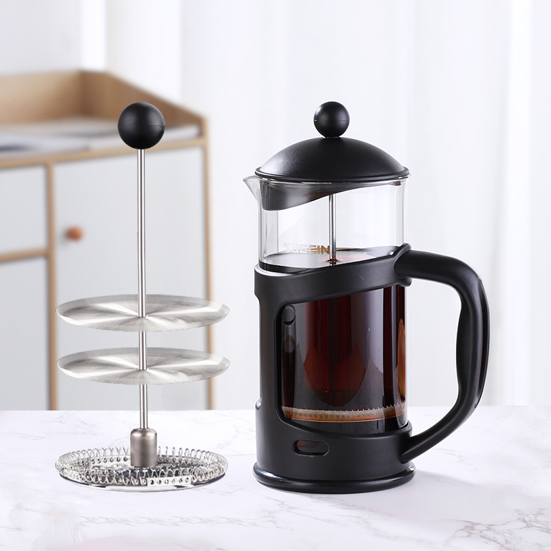 Hot 350ml  Stainless Steel  Double Filter Black Cafe Tea Maker  Prensa Francesa French Press Coffee Maker