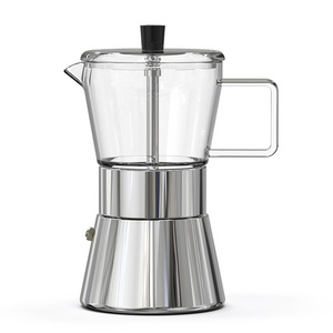 Chinese Factory High Quality 430 Stainless Steel Moka Pot Espresso Coffee Maker Used on  Induction Cooker