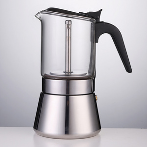 240ml 6 Cups Glass Handheld Coffee Moka Pot Portable Espresso Stainless Steel Moka Pot