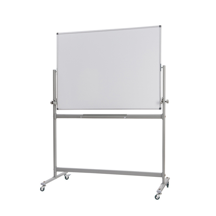 Double sided large magnetic stand mobile whiteboard with wheels