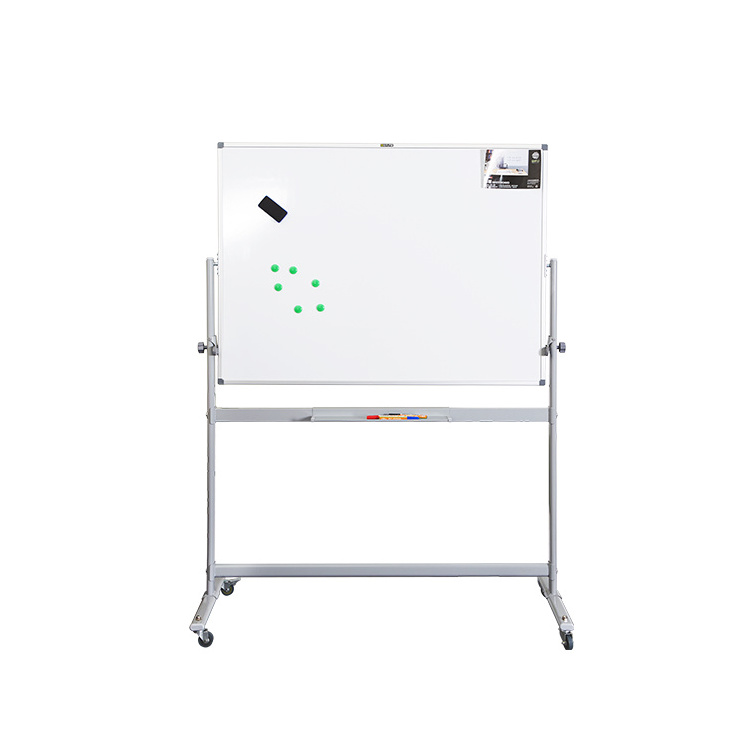 Double sided large magnetic stand mobile whiteboard with wheels