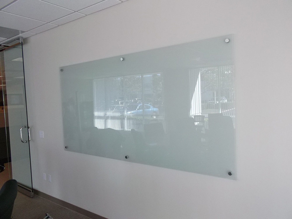 Office wall mounted clear tempered glass panel magnetic dry erase whiteboard