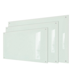 Office wall mounted clear tempered glass panel magnetic dry erase whiteboard