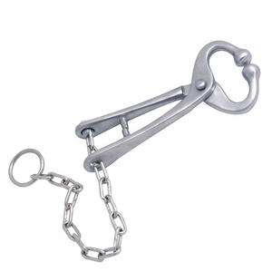 Premium Quality Bull Nose Ring Holder Stainless Steel Cow Nose Lead / Cattle Nose Pliers with Chain