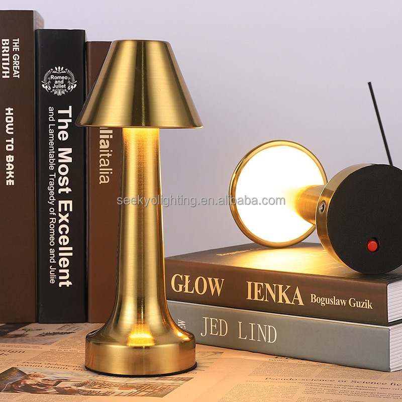 1200 mah rechargeable Gold Chrome Table lamp Dimming rose gold table lamp for alfresco restaurant