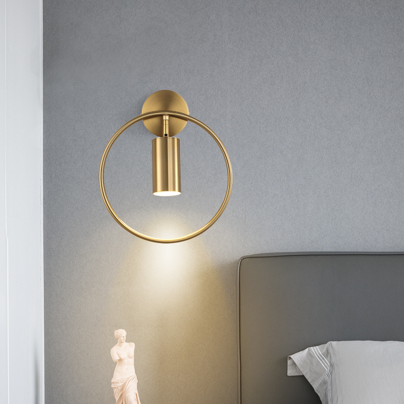 Modern design copper adjustable led wall sconce light brass gold ring wall lamp for home hotel corridor