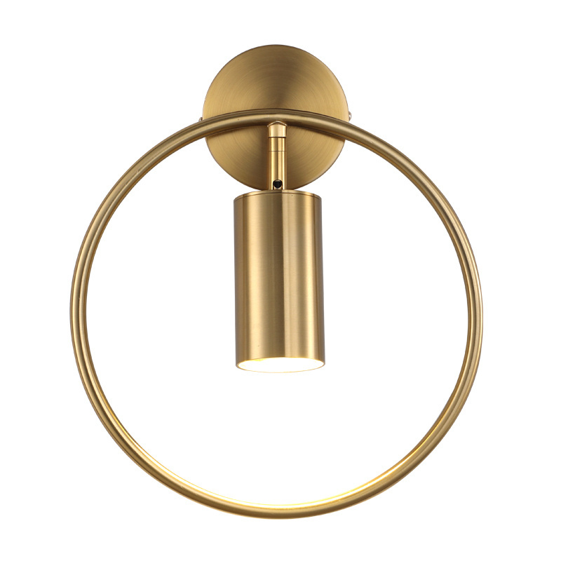 Modern design copper adjustable led wall sconce light brass gold ring wall lamp for home hotel corridor