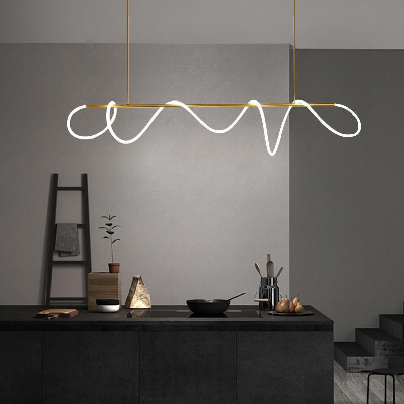 Minimalist Silicone Tube Flexible Modern Chandelier Linear Led Tube Chandelier Light Ceiling Office Pendant Linear Led Light