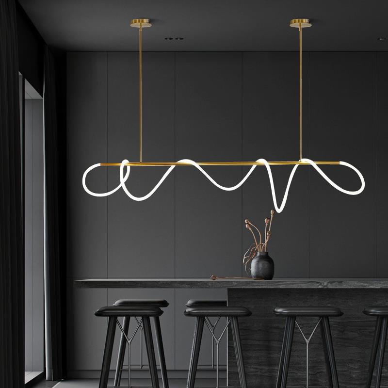 Minimalist Silicone Tube Flexible Modern Chandelier Linear Led Tube Chandelier Light Ceiling Office Pendant Linear Led Light