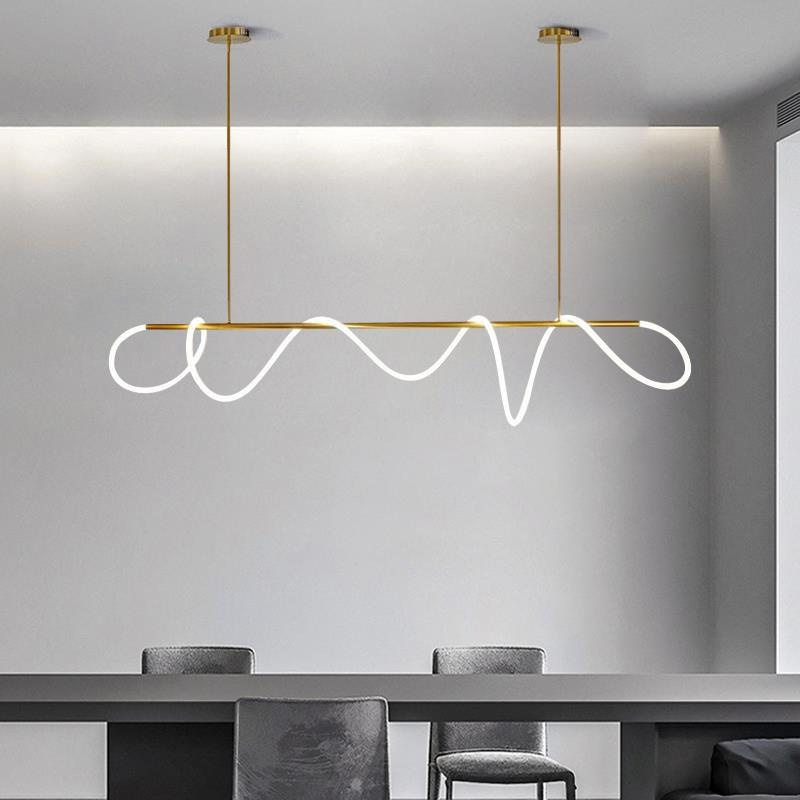 Minimalist Silicone Tube Flexible Modern Chandelier Linear Led Tube Chandelier Light Ceiling Office Pendant Linear Led Light